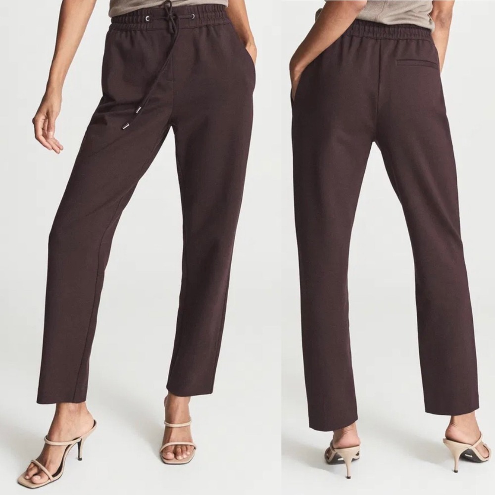 Reiss Eve‎ Pull On Formal Joggers Pants in Burgundy size 4